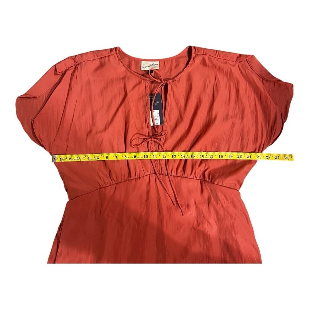 NWT Women's Tie- Front Flutter Short Sleeve Pink Mini A-Line Dress XL - Picture 7 of 12